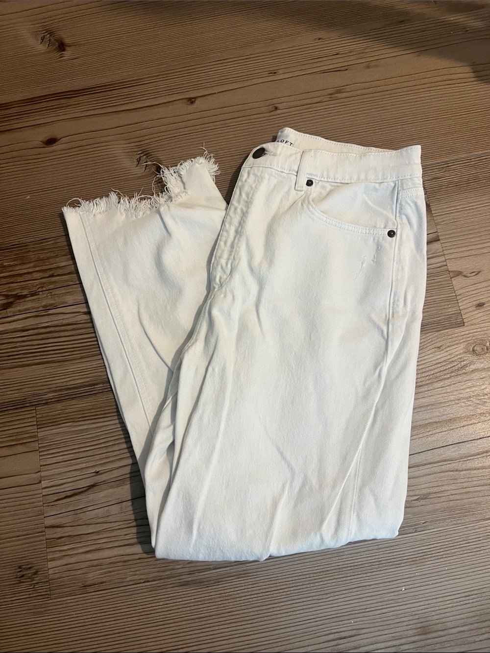 LOFT White Straight Men's Jeans with Frayed Hem